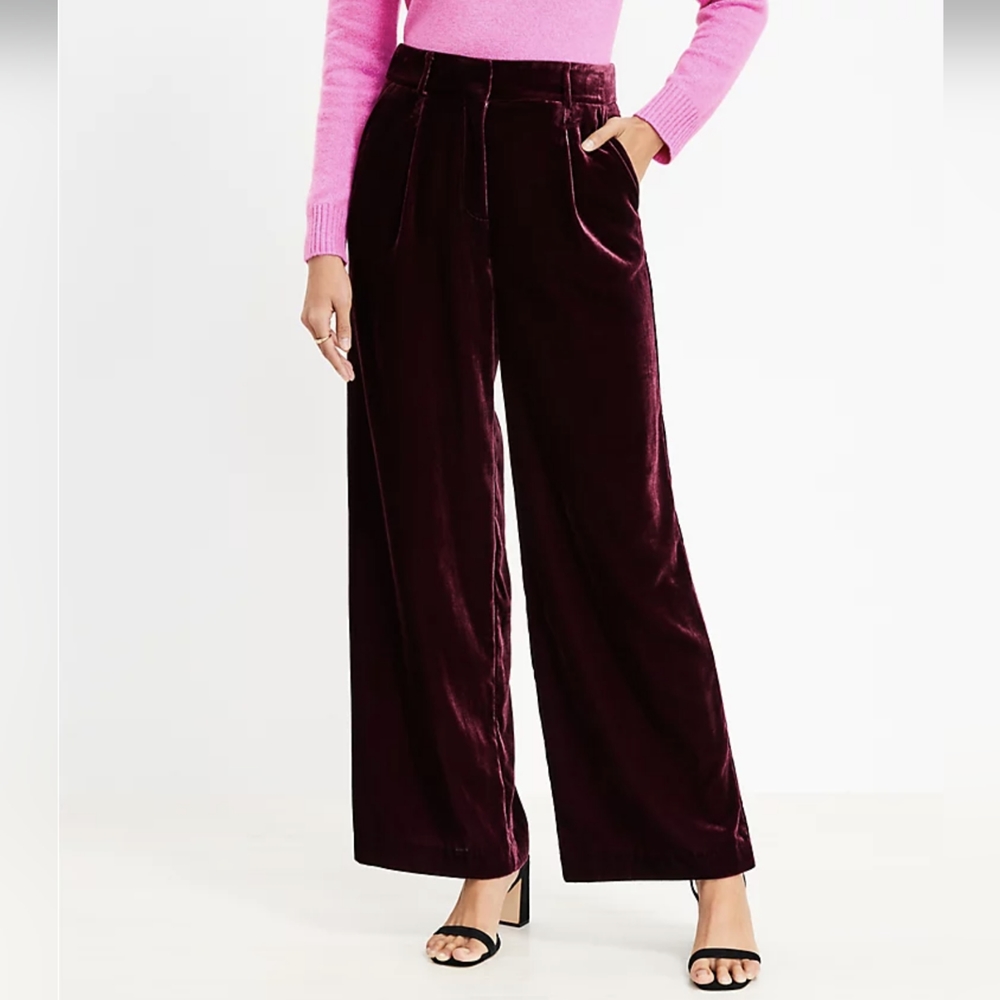 Wide leg velvet pants